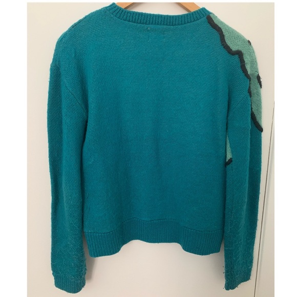 3/$25 π βοΈHost pickβοΈ Rare Floral Teal Crew Neck Sweater - Picture 3 of 4